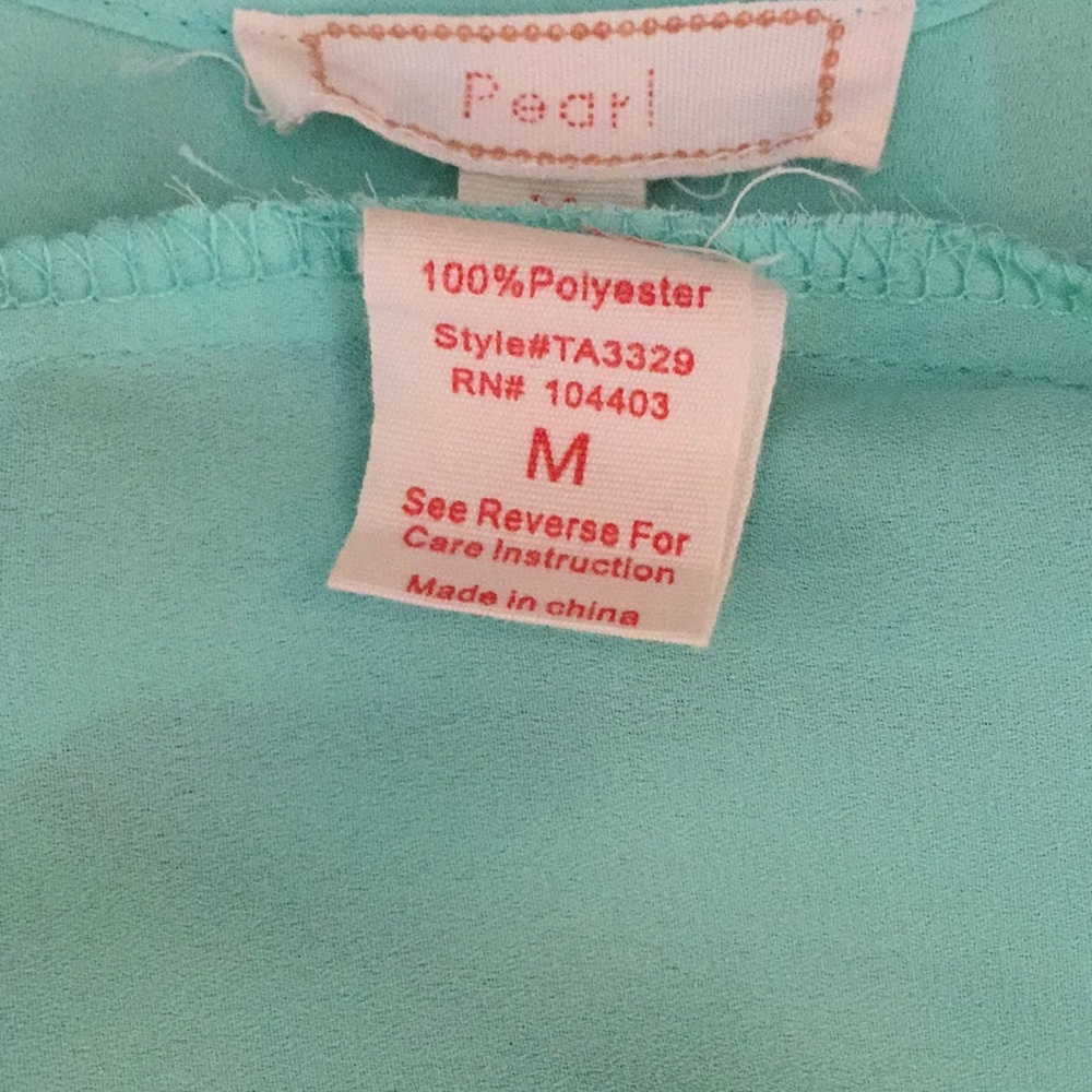 SEMI SHEER TOP MINT GREEN INDIAN ABSTRACT DESIGN SIZE M Pearl - Picture 6 of 7